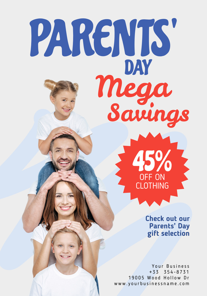 Platilla de diseño Parent's Day Sale with Photo of Family Poster 28x40in