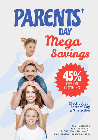 Parent's Day Sale with Photo of Family Poster 28x40in Design Template