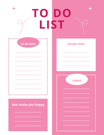 Pink and White To Do List Notepad 8.5x11in Design Template