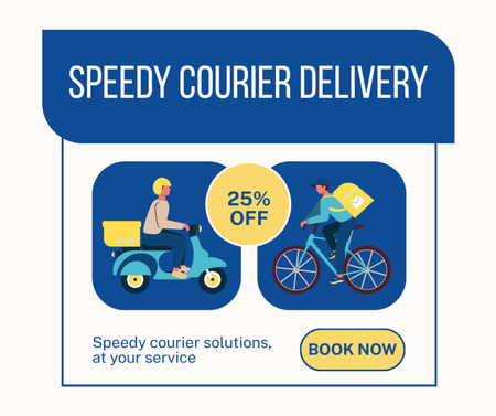 Speedy Courier Delivery Offer on Blue Facebook Design Template