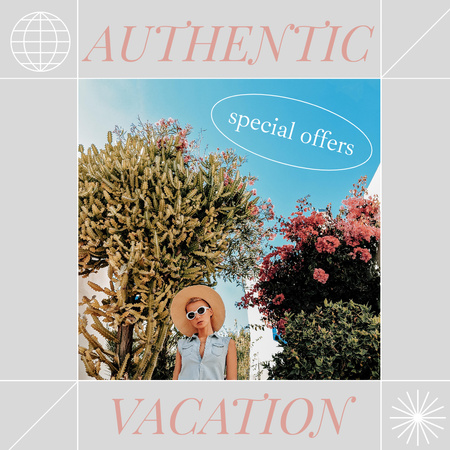 Travel Inspiration with Girl in Summer Outfit Instagram Design Template