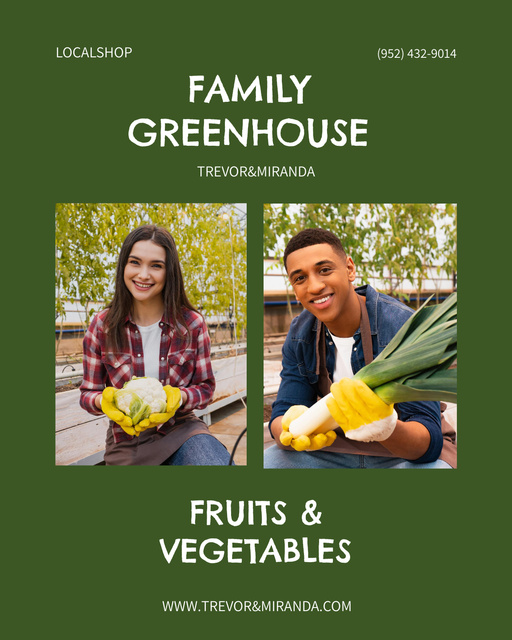 Modèle de visuel Offer of Fresh Fruits and Veggies from Family Greenhouse - Poster 16x20in