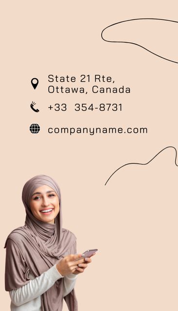 Plantilla de diseño de Web Developer Services Offer with Muslim Woman Business Card US Vertical 