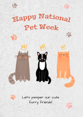 Cute National Pet Week Congrats Illustrated with Cats