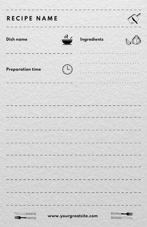 Empty Blank for Cooking Notes Recipe Card Design Template