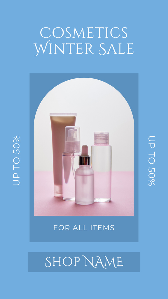 Women's Cosmetics Winter Sale Announcement Instagram Storyデザインテンプレート