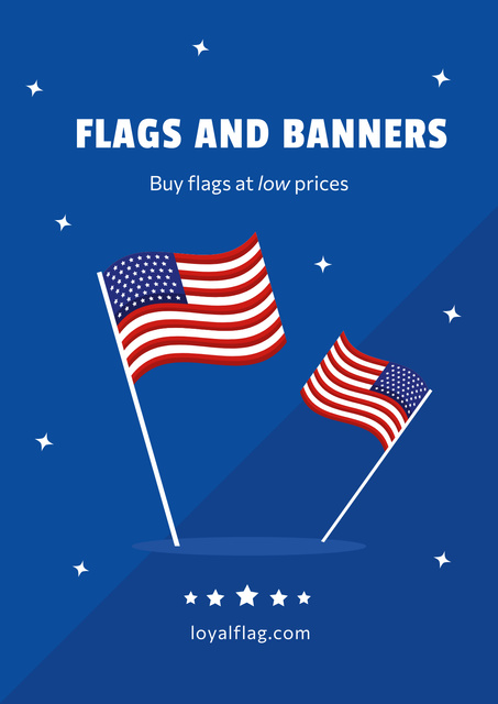 July 4th Savings Ad on Blue Poster Design Template