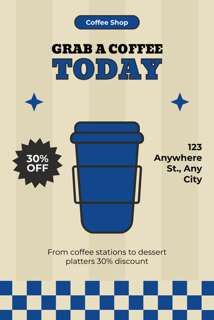 Modèle de visuel Takeaway Coffee At Reduced Price With Discounts For Dessert - Pinterest