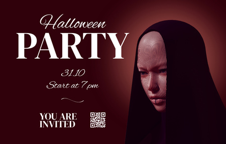 Halloween Party Announcement with Scary Charcater Invitation 4.6x7.2in Horizontal Design Template