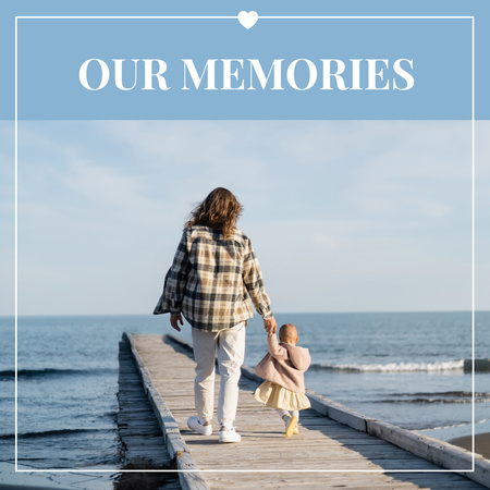 Dad with Little Daughter on Pier Photo Book Design Template