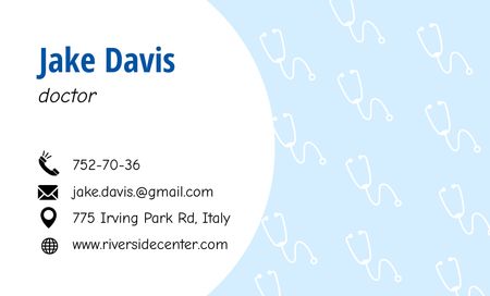 Contact Details of Doctor Business Card 91x55mm Design Template