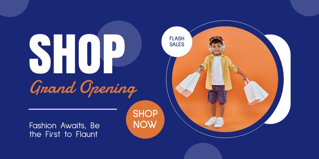 Modèle de visuel Children Fashion Shop Grand Opening With Flash Sales - Twitter