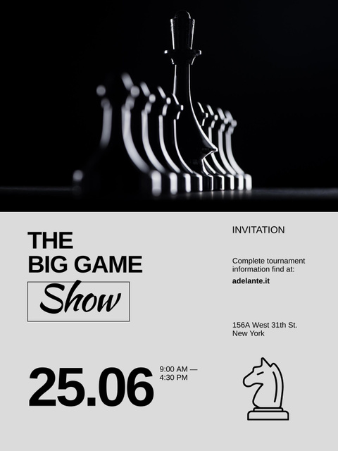 Big Chess Tournament Announcement Poster US – шаблон для дизайна