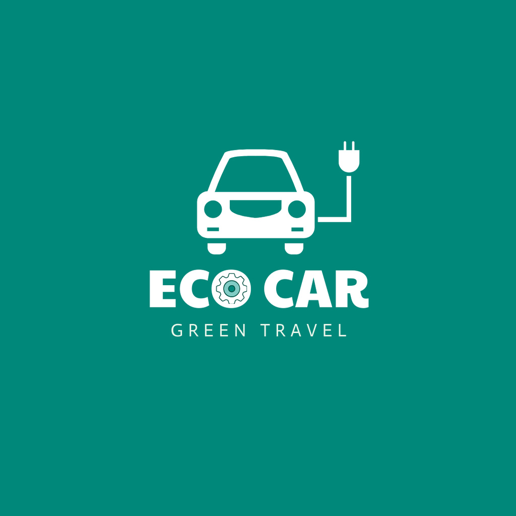 Emblem with Eco Car on Green Logo 1080x1080px – шаблон для дизайну