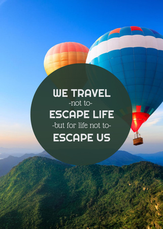 Travel Inspiration with Air Hot Balloons Flayer Design Template