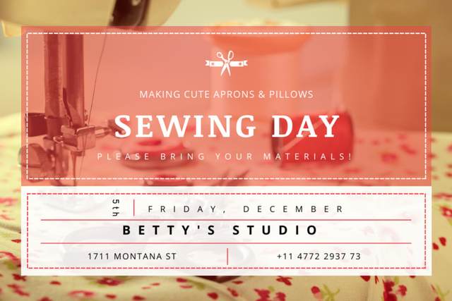 Sewing and Tailoring Learning Master Class Flyer 4x6in Horizontal Design Template