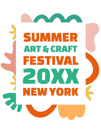 Summer Art And Craft Festival Announcement T-Shirt Design Template