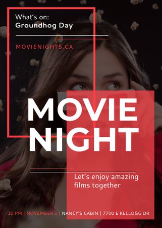 Movie Night Event Woman in 3d Glasses Flayer Šablona návrhu