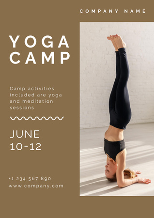 Designvorlage Einladung zum Fitness- und Yoga-Camp für Poster