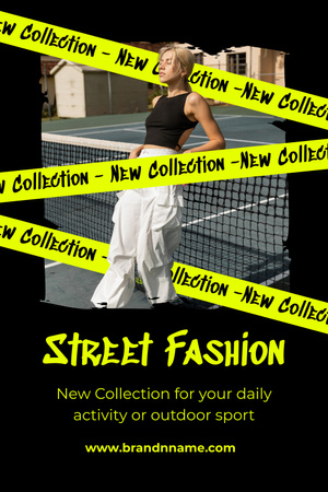 Layout de anúncio de coleção de moda de rua com foto Pinterest Modelo de Design
