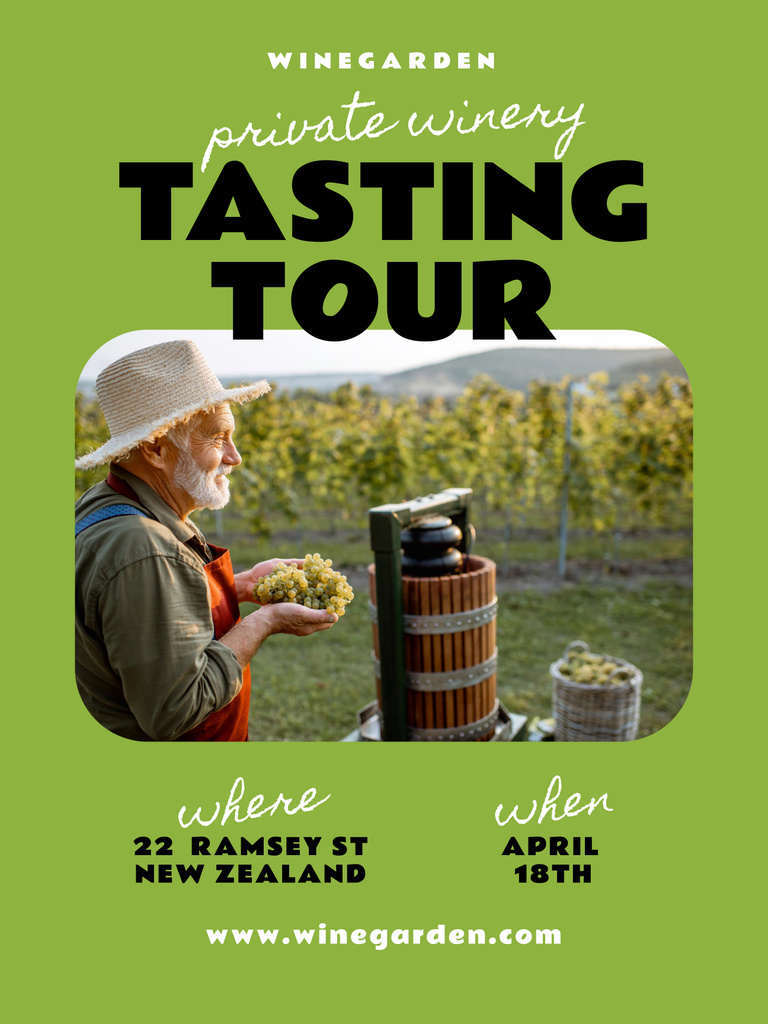 Wine Tasting Tour with Old Farmer Poster 36x48in Tasarım Şablonu