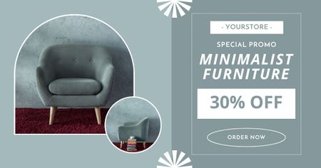 Minimalist Furniture Sale Offer Blue Facebook ADデザインテンプレート