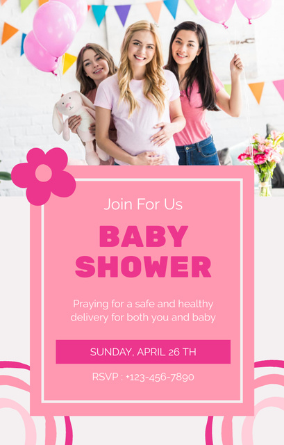 Be a Part of the Baby Shower Bash Invitation 4.6x7.2in Šablona návrhu