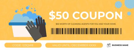 Cleaning Items Yellow Illustrated Coupon Πρότυπο σχεδίασης