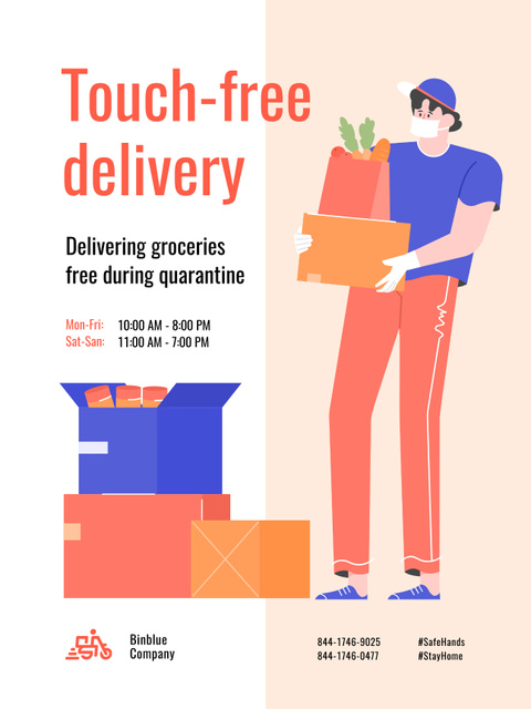 Touch-free Delivery Services Poster US – шаблон для дизайна