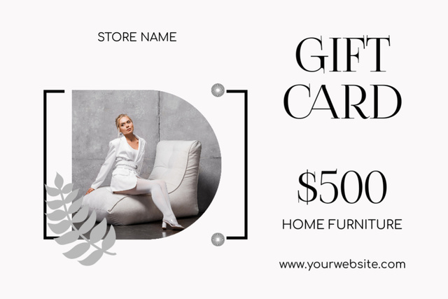 Designvorlage Stylish Home Furniture White für Gift Certificate