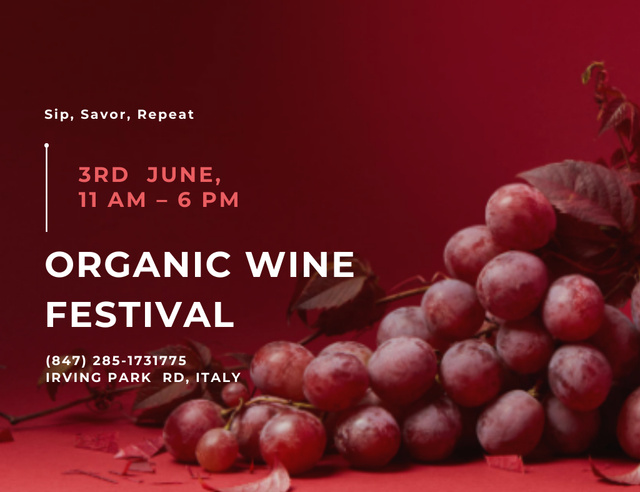 Organic Wine Tasting Festival Announcement Invitation 13.9x10.7cm Horizontal Šablona návrhu