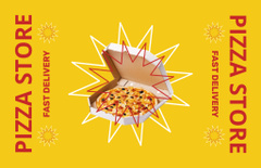 Fast Delivery Pizza Announcement on Yellow