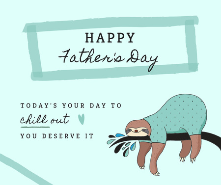 Father's Day Greeting with Sloth on Branch Facebook Design Template