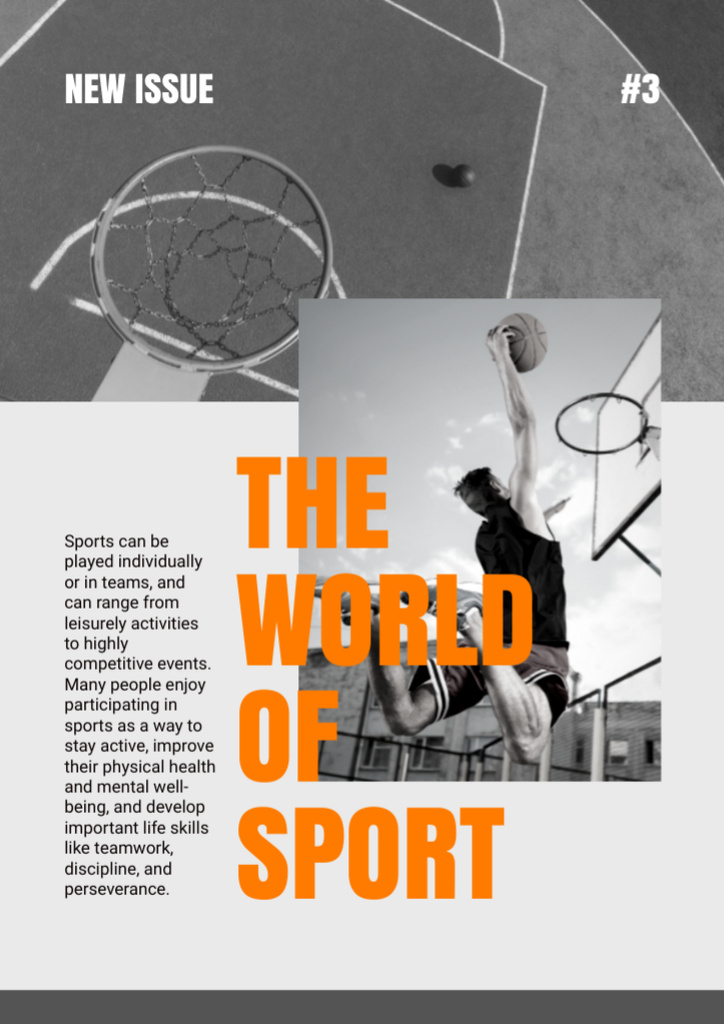 Basketball Playing and Sports Activities Newsletter Modelo de Design