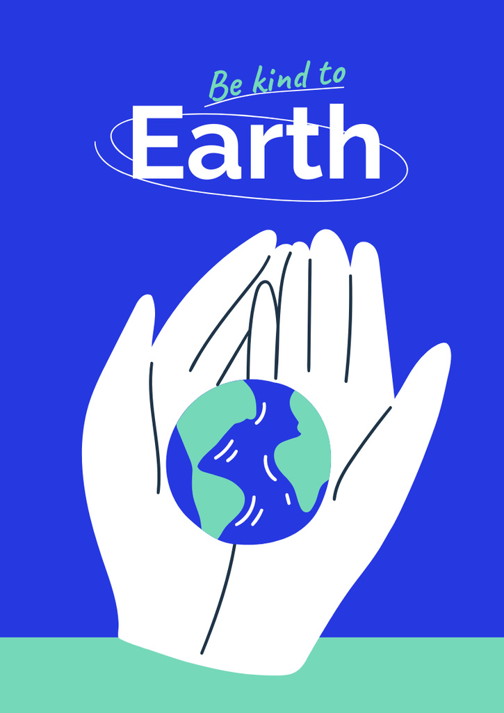 Planet Care Awareness with Earth in Hands Poster A3デザインテンプレート