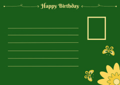 Birthday Greeting Text on Green Floral Ornament