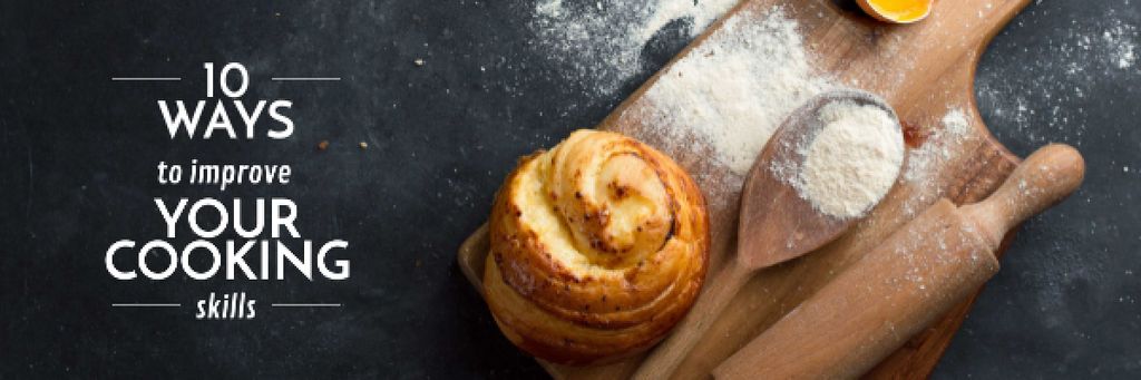 Modèle de visuel Improving Cooking Skills with freshly baked bun - Email header