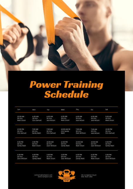 Man Exercising in Gym According to Plan Poster B2 Design Template