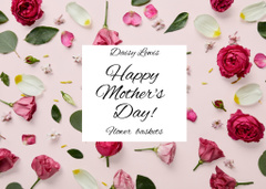 Mother's Day Holiday Greeting With Fresh Roses