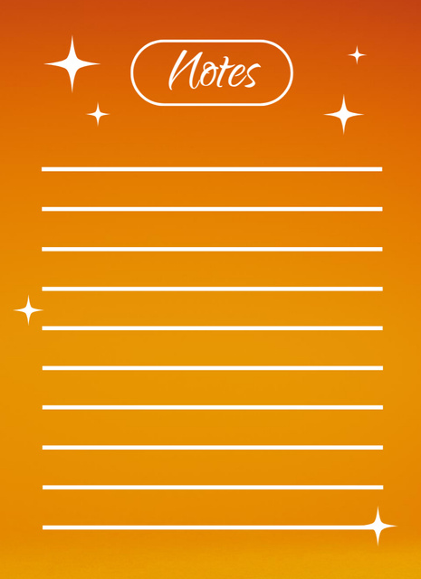 Plain Notes Planner in Orange Notepad 4x5.5in Design Template