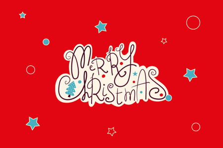 Platilla de diseño Christmas Cheers with Handwritten Font on Red Postcard 4x6in