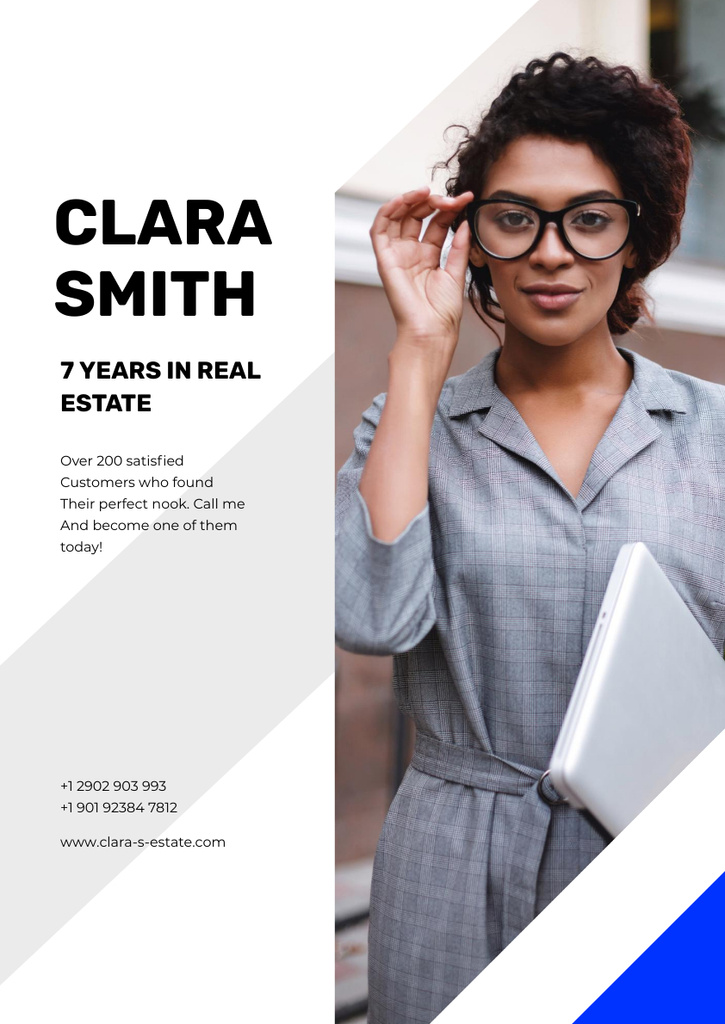 Platilla de diseño Real Estate Agent Services with Confident Woman Poster A3
