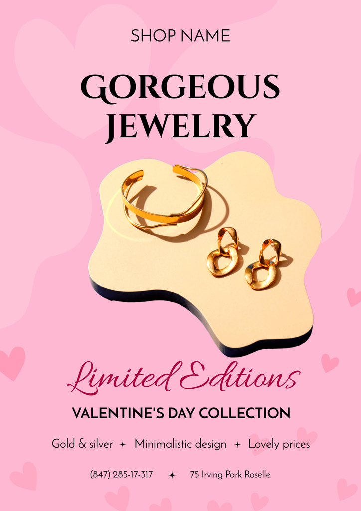 Offer of Gorgeous Jewelry on Valentine's Day Poster Design Template