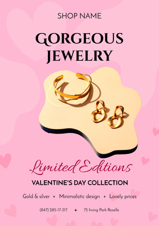 Platilla de diseño Offer of Gorgeous Jewelry on Valentine's Day Poster