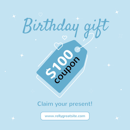 Plantilla de diseño de Oferta de cupón de regalo de cumpleaños Instagram 