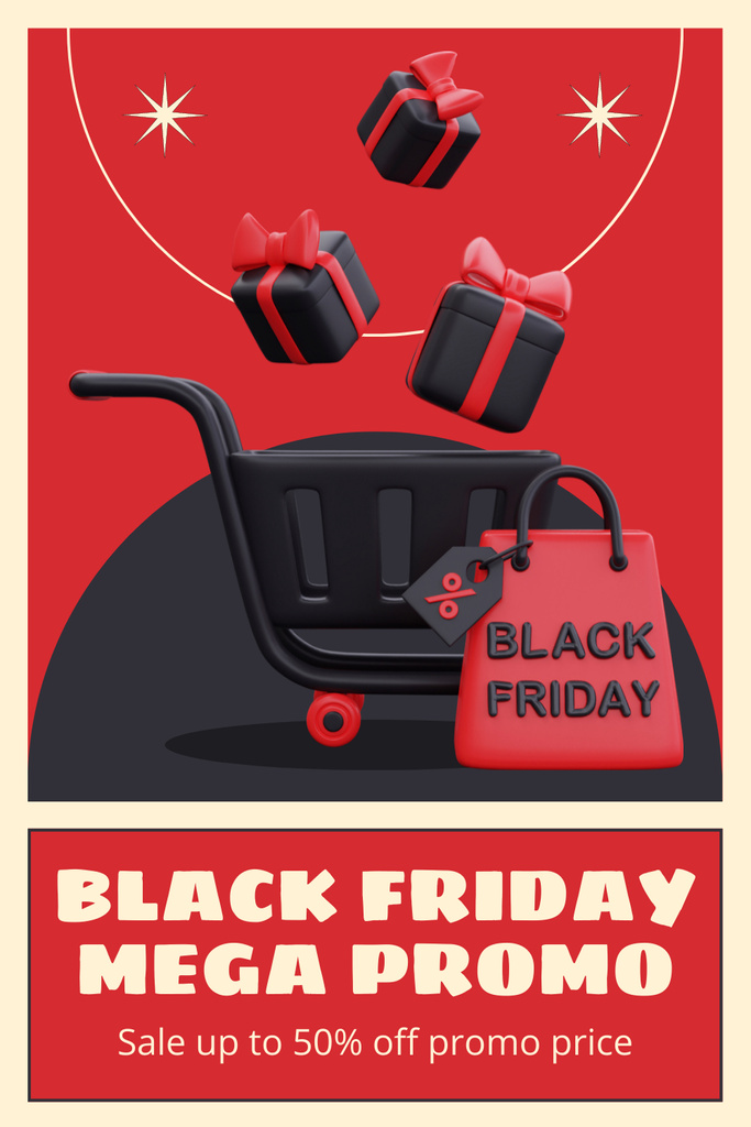 Platilla de diseño Black Friday Mega Promo Pinterest