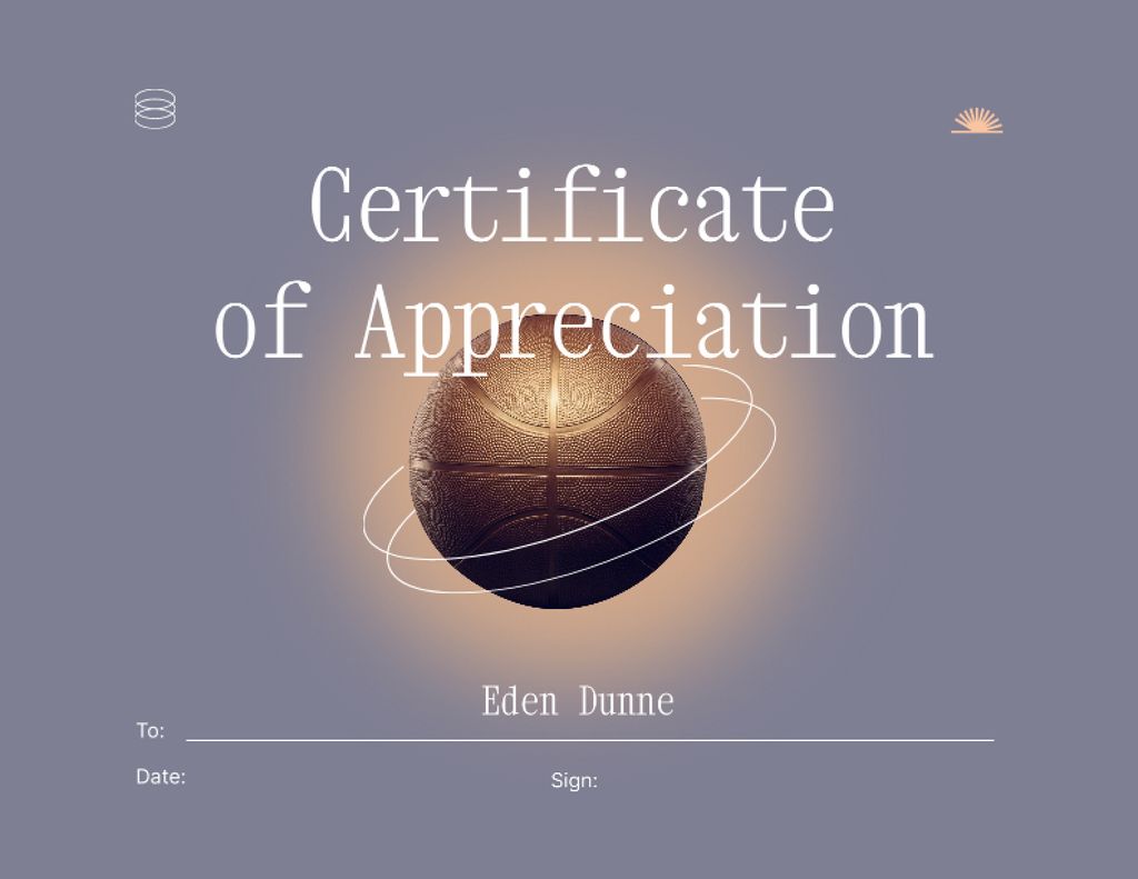 Award of Appreciation on Basketball Achievement Certificate Design Template
