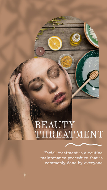 Beauty Treatment Advertisement with Beautiful Girl Instagram Video Story Modelo de Design