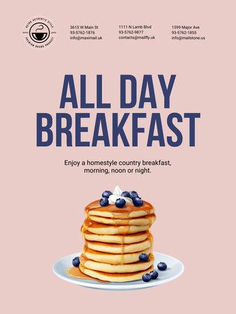 Breakfast Offer with Sweet Pancakes Poster US Design Template