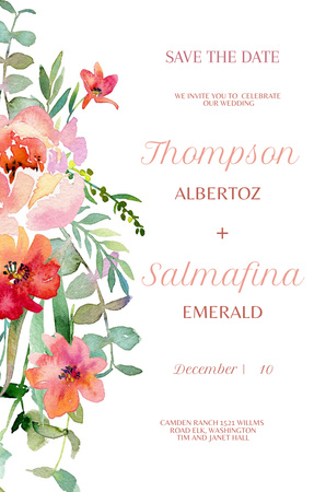 Wedding Announcement at Tim and Janet Hall  Invitation 4.6x7.2in Design Template